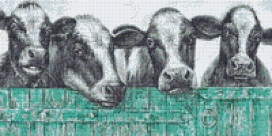 Cows Looking Over Fence Ten [10] Baseplates PixelHobby Mini-mosaic Art Kit